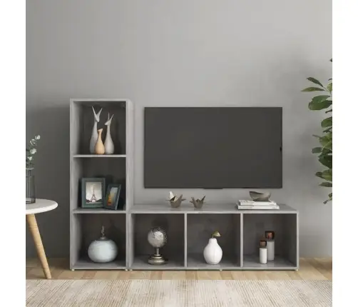 Telerikapid, 2 Tk, Betoonhall, 107X35X37 cm Puitlaastplaat