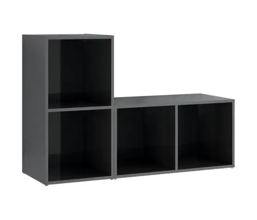 Tv Plaukti, 2 Gb. Spīdīgi Pelēki 72X35X36,5Cm Inženierijas Koks Vidaxl