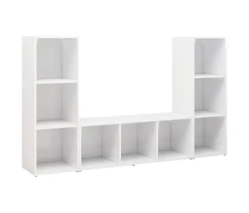 Tv Plaukti, 3 Gab., Balti, 107X35X37 Cm, Inženierijas Koks Vidaxl