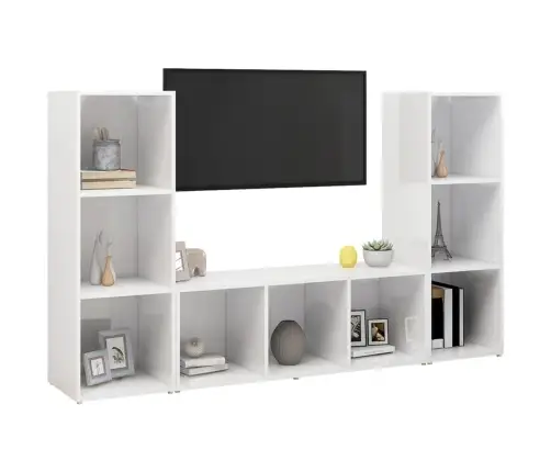 Tv Plaukti, 3 Gab., Balti, 107X35X37 Cm, Inženierijas Koks Vidaxl