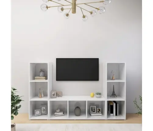 Tv Plaukti, 3 Gab., Balti, 107X35X37 Cm, Inženierijas Koks Vidaxl