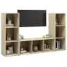 Tv Plaukti, 3 Gab., Ozolkoka, 107X35X37 Cm, Inženierijas Koks Vidaxl