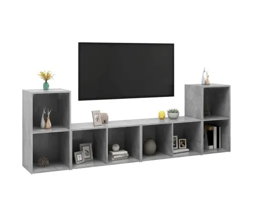 Tv Plaukti, 4 Gab. Betona Pelēki 72X35X36,5Cm Inženierijas Koks Vidaxl