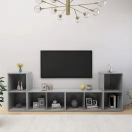 Tv Plaukti, 4 Gab. Betona Pelēki 72X35X36,5Cm Inženierijas Koks Vidaxl