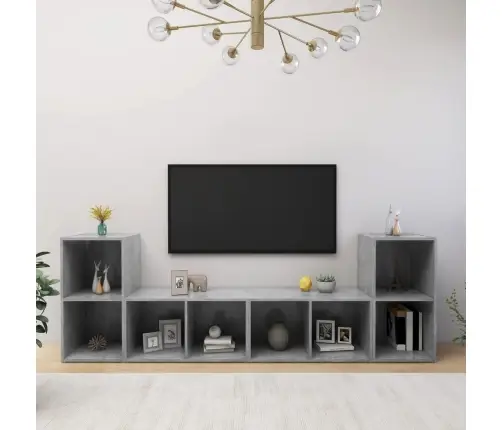 Tv Plaukti, 4 Gab. Betona Pelēki 72X35X36,5Cm Inženierijas Koks Vidaxl