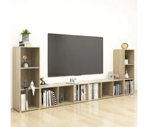 Tv Plaukti, 4 Gab., Ozolkoka, 107X35X37 Cm, Inženierijas Koks Vidaxl