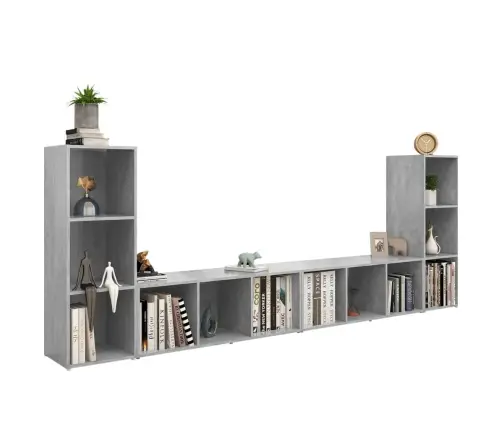 Tv Plaukti, 4Gab., Betona Pelēki, 107X35X37Cm Inženierijas Koks Vidaxl Tv Plaukti, 4Gab., Betona Pelēki, 107X35X37Cm Inženierijas Koks Vidaxl
