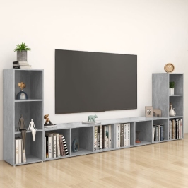 Tv Plaukti, 4Gab., Betona Pelēki, 107X35X37Cm Inženierijas Koks Vidaxl