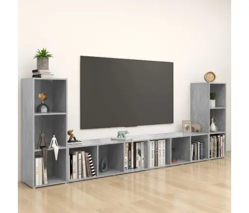 Tv Plaukti, 4Gab., Betona Pelēki, 107X35X37Cm Inženierijas Koks Vidaxl Tv Plaukti, 4Gab., Betona Pelēki, 107X35X37Cm Inženierijas Koks Vidaxl