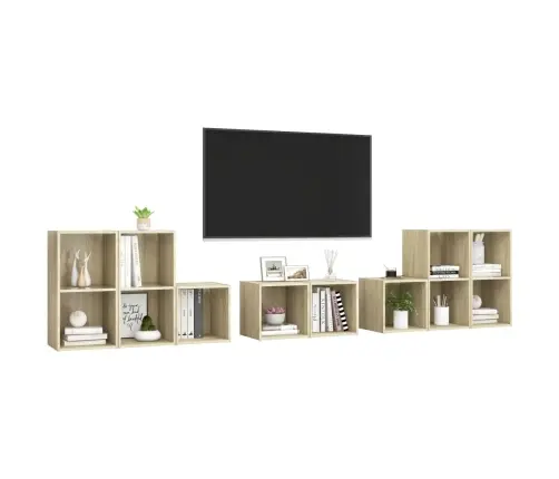 8-Daļīgs Tv Plauktu Komplekts, Ozolkoka Krāsa Inženierijas Koks Vidaxl