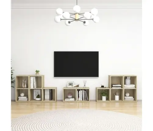 8-Daļīgs Tv Plauktu Komplekts, Ozolkoka Krāsa Inženierijas Koks Vidaxl