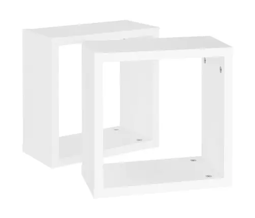 Kuba Formas Sienas Plaukti, 2 Gab., 30X15X30 Cm, Balti Vidaxl