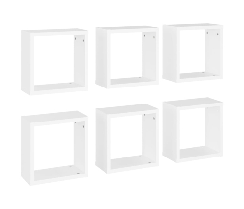Kuba Formas Sienas Plaukti, 6 Gab., Balti, 30X15X30 Cm Vidaxl