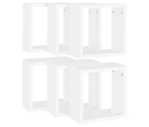 Kuba Formas Sienas Plaukti, 6 Gab., Balti, 30X15X30 Cm Vidaxl