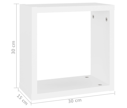 Kuba Formas Sienas Plaukti, 6 Gab., Balti, 30X15X30 Cm Vidaxl
