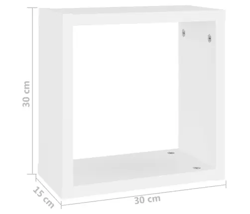 Kuba Formas Sienas Plaukti, 6 Gab., Balti, 30X15X30 Cm Vidaxl
