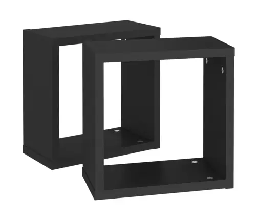 Sieninės Lentynos, 2Vnt., Juodos, 30X15X30cm Kubo Formos