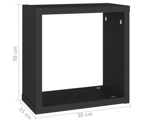 Sieninės Lentynos, 2Vnt., Juodos, 30X15X30cm Kubo Formos