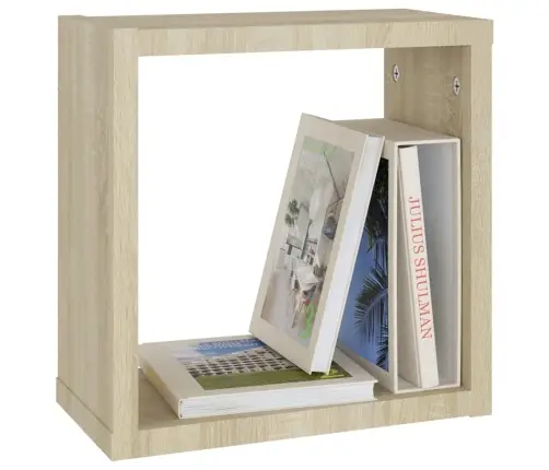 Kuba Formas Sienas Plaukti, 4 Gab., 30X15X30 Cm, Ozolkoka Krāsā Vidaxl