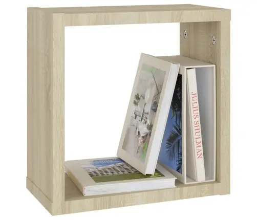 Kuba Formas Sienas Plaukti, 6 Gab., 30X15X30 Cm, Ozolkoka Krāsā Vidaxl