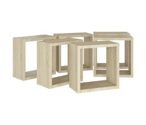 Kuba Formas Sienas Plaukti, 6 Gab., 30X15X30 Cm, Ozolkoka Krāsā Vidaxl