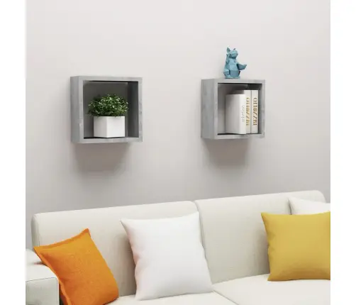 Kuba Formas Sienas Plaukti, 2 Gab., 30X15X30 Cm, Betona Pelēki Vidaxl