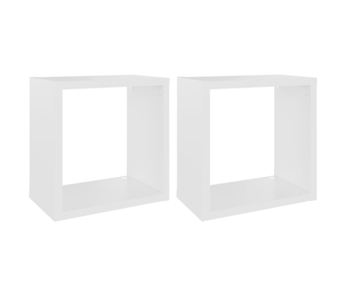 Kuba Formas Sienas Plaukti, 2 Gab., Balti, 26X15X26 Cm Vidaxl