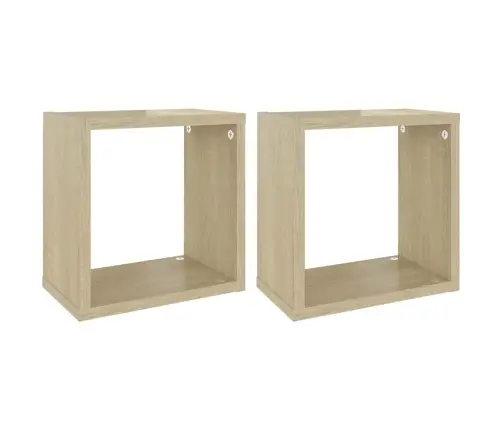 Kuba Formas Sienas Plaukti, 2 Gab., 26X15X26 Cm, Ozolkoka Vidaxl