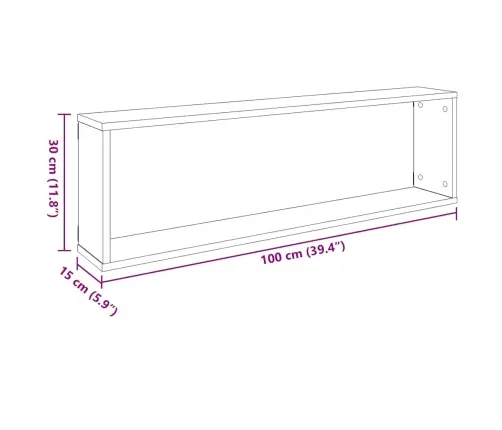 Sienas Plaukti, 2 Gab., 100X15X30 Cm, Balti, Inženierijas Koks Vidaxl