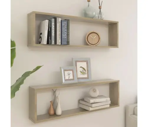 Sienas Plaukti, 2 Gab., Ozolkoka 100X15X30Cm Inženierijas Koks Vidaxl