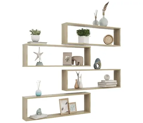 Kuubikujulised Seinariiulid 4 Tk Sonoma 100X15X30 cm Tehispuit