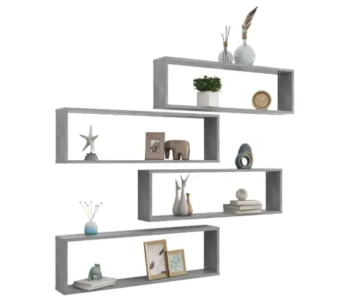 Sienas Plaukti, 4 Gb., Betonpelēki, 100X15X30 Cm Vidaxl