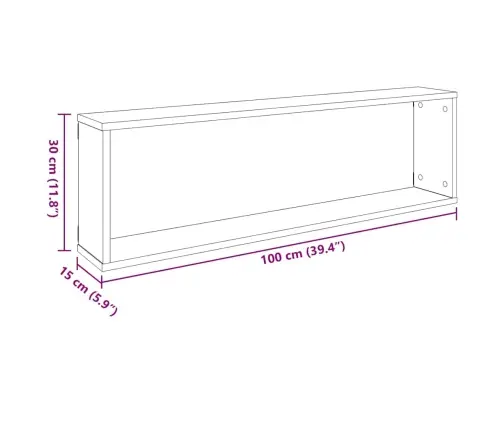 Kuubikujulised Seinariiulid 4 Tk Betoon 100X15X30 cm Tehispuit