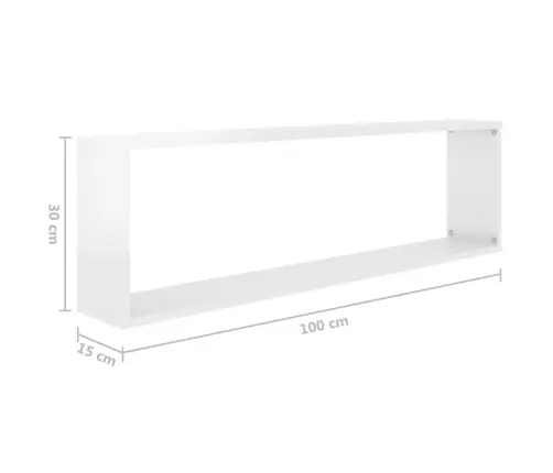 Sieninės Lentynos, 4Vnt., Baltos, 100X15X30cm Apdirbta Mediena
