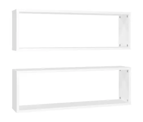 Sieninės Lentynos, 2Vnt., Baltos, 80X15X26,5Cm Apdirbta Mediena