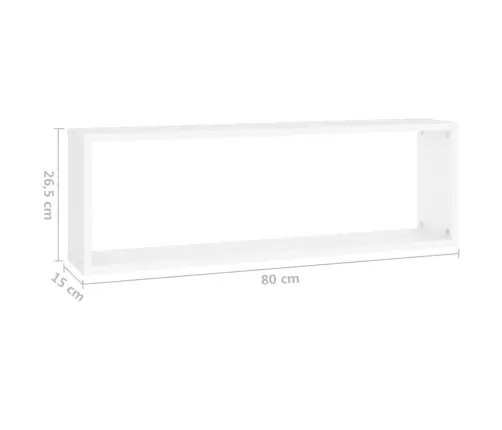 Sieninės Lentynos, 2Vnt., Baltos, 80X15X26,5Cm Apdirbta Mediena