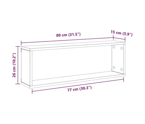 Sienas Plaukti, 4 Gab., Ozolkoka 80X15X26,5Cm Inženierijas Koks Vidaxl