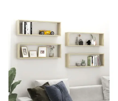 Sienas Plaukti, 4 Gab., Ozolkoka 80X15X26,5Cm Inženierijas Koks Vidaxl