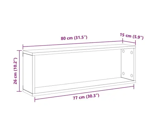 Sienas Plaukti, 2 Gb., Betonpelēki, 80X15X26,5 Cm Vidaxl