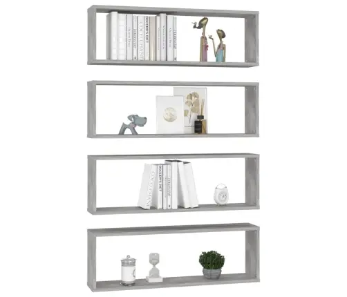 Sieninės Lentynos, 4Vnt., Betono, 80X15X26,5cm Mediena
