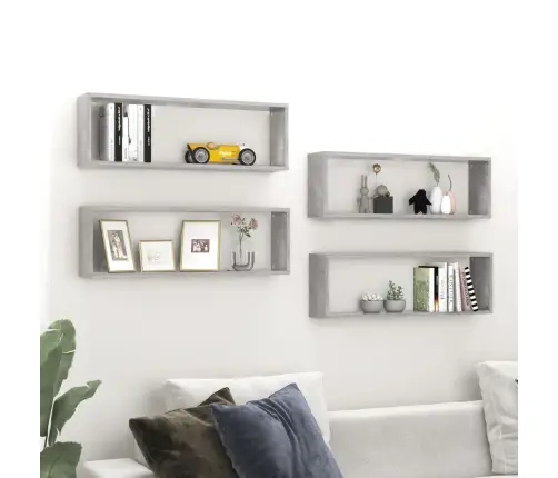 Sieninės Lentynos, 4Vnt., Betono, 80X15X26,5cm Mediena