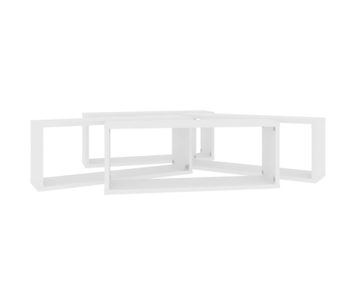 Kuba Formas Sienas Plaukti, 4 Gab., Balti, 60X15X23 Cm Vidaxl