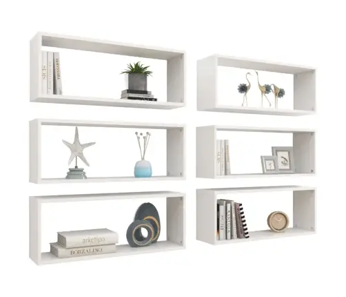 Kuubikukujulised Seinariiulid 6 Tk, Valge, 60X15X23Cm Tehispuit Kuubikukujulised Seinariiulid 6 Tk, Valge, 60X15X23Cm Tehispuit