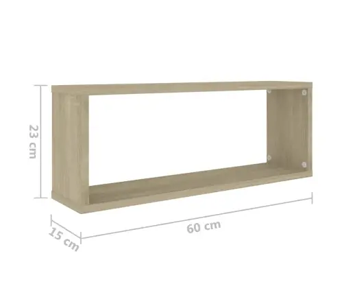 Kuubikukujulised Seinariiulid 4 Tk, Sonoma Tamm, 60X15X23 Cm