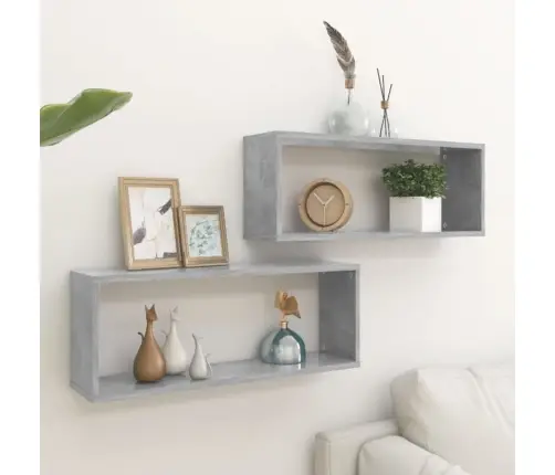 Kuubikukujulised Seinariiulid 2 Tk, Betoonhall, 60X15X23 Cm