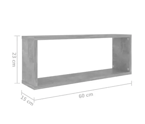 Kuba Formas Sienas Plaukti, 6 Gab., Betonpelēki, 60X15X23 Cm Vidaxl