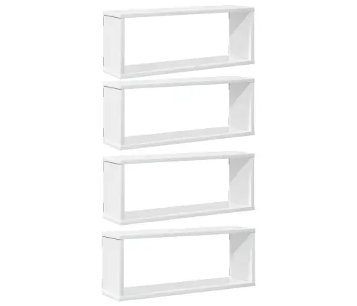 Kuba Formas Sienas Plaukti, 4 Gab., Spīdīgi Balti, 60X15X23 Cm Vidaxl