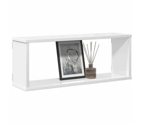 Kuba Formas Sienas Plaukti, 4 Gab., Spīdīgi Balti, 60X15X23 Cm Vidaxl