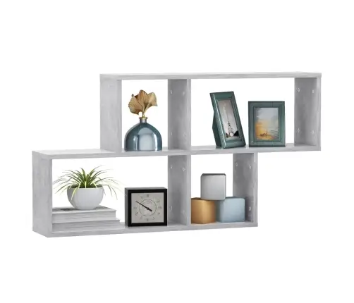 Sienas Plaukts, Betona Pelēks, 100X18X53 Cm, Inženierijas Koks Vidaxl