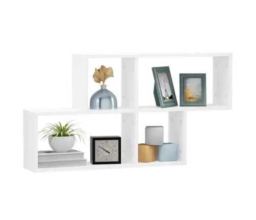 Sienas Plaukts, Spīdīgi Balts, 100X18X53 Cm, Inženierijas Koks Vidaxl